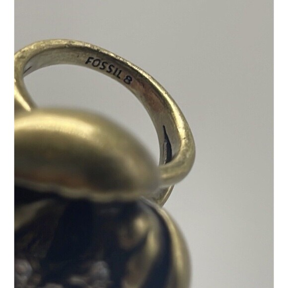 Fossil Leather Gold Tone Metal Flower Necklace & Ring Set - Picture 10 of 10